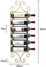DJSMjbj Scaffale galleggiante a parete per vino, da appendere al soggiorno con telaio in ferro battuto