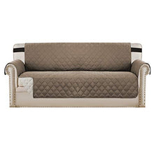 Fodere per Divano Copridivano 3/4 posti Copridivano per Cani/Animali Domestici/Coprisedili per Bambini Impermeabile Trapuntato Morbido e Morbido, fissato con Cinghia (Reversibile Taupe/Beige)