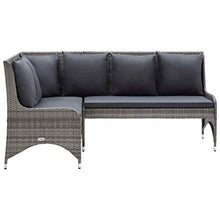 Divano angolare da giardino, 2 pezzi, in polyrattan, colore: grigio