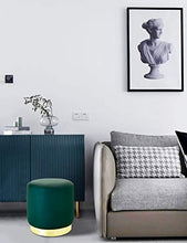 Suhu Pouf Sgabello Poggiapiedi in Ecopelle Poggiapiedi da Divano Moderno Imbottita Similpelle Rotondo Base Dorata Moderno Basso Design Verde
