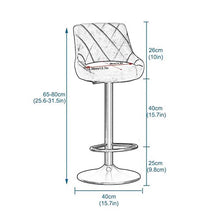 FPigSHS Sgabelli da Bar Set di 2 sgabelli da Bar in Metallo, sgabelli da Bar girevoli a 360°, sedie in Velluto con Schienale, sgabelli da Pranzo Moderni per Bar/caffè/Cucina/casa, Altezza: 65-80cm