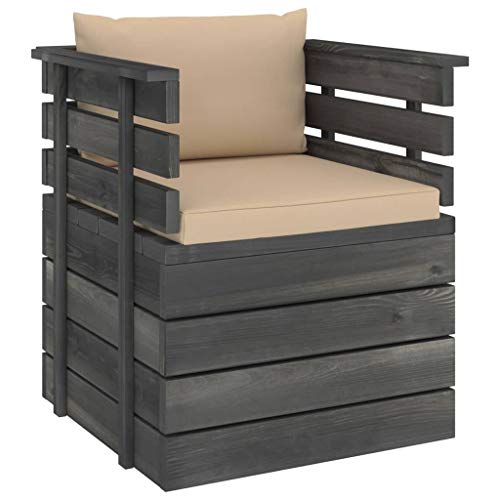vidaXL Poltrona da Giardino con Cuscini in Legno di Pino