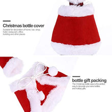Amosfun Natale Peluche Copri Bottiglia di Vino Set Vestiti Cappello Cartone Animato Resistente Peluche Bottiglia Decor Decorazioni Natalizie 4 Pezzi (Rosso)