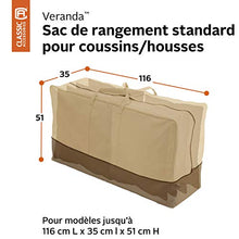 Classic Accessories Sacchetto di conservazione per Copertura/Cuscino da Giardino, Standard, Veranda, Pebble/Bark/Earth, 116 cm L x 35 cm P x 51 cm A