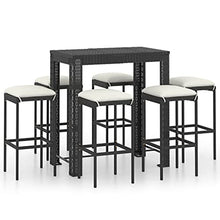 vidaXL Set Bar da Giardino 7 pz con Cuscini in Polyrattan Nero