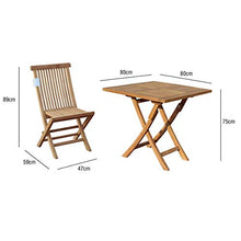 CGBF-Set di Mobili da Giardino in Teak Resistente alle Intemperie,Set Bistrot in Legno Vivente,Tavolo e Sedie Pieghevoli per Terrazze e Balconi,D