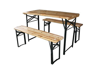 Eurobrico Set BIRRERIA Tavolo con Due Panche in Legno Pieghevoli per Giardino - 200 x 70 cm