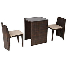 Set Tavolino e 2 Sedie da Giardino in Rattan Marrone
