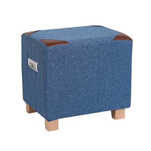 Mobili per la casa e Giardino Pouf imbottito丨Tessuto in Lino Sgabello da Trucco con Piede Singolo Giocattolo ottomana quadrato丨Panca Scarpa cambiata,Max 100kg-40x40x30cm (Color : Blue)