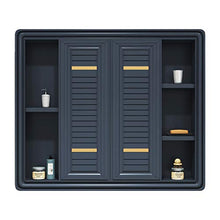 BXSZVOK Armadio a Specchio, Armadio da Bagno a Muro, Porta Scorrevole Nascosta, con 5 partizioni,Blu,100cm