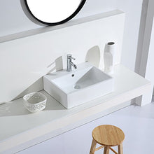 Eridanus Serie Monterosso, Lavabo di Ceramica Bianco Lusso Lavandino Lavello Lavamano Lavabo da Appoggio Rettangolare Quadrato Bacinella Lavandino Lavello per Bagno Casa Bidet Lavabo con Troppopieno