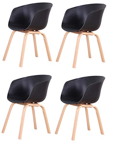 Luckeu - Set di 4 sedie da pranzo moderne con braccioli, braccioli e schienale, per ristorante, cucina, camera da letto, soggiorno, salotto, salotto e poltrone, con gambe in legno