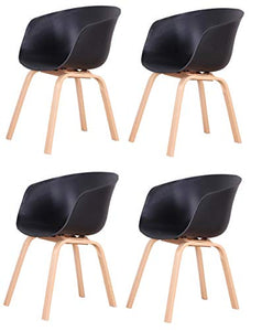 Luckeu - Set di 4 sedie da pranzo moderne con braccioli, braccioli e schienale, per ristorante, cucina, camera da letto, soggiorno, salotto, salotto e poltrone, con gambe in legno