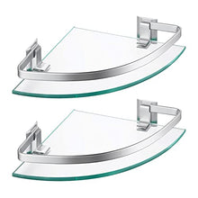 Umi. Aluminum Glass Shelf Bathroom Bath Corner Caddy Basket Storage Hanging Organizer with Extra Thick TEMPERED Glass Contemporary Style Wall Mount Single Tier, 2-PACK, A4120A-P2