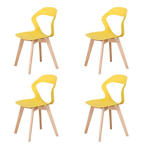 GroBKau, set di 4 sedie semplici e moderne in plastica per soggiorno, sala da pranzo, ufficio, sala riunioni, ristorante, ecc.