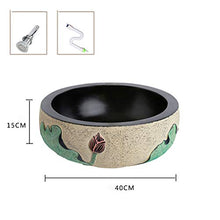 Washbasin Lavabo in Stile Cinese Moderno Minimalista Rotondo Art Bagno WC Piccolo lavabo Lotus sopra lavabo (40 x 15 cm)