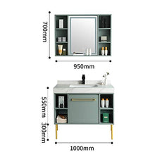NgMik Cabinet Specchio Lavabo Mobile Bagno Moderno per Il Bagno in Legno con armadietto a Specchio lavello di Ceramica a Muro di Lusso Leggero Facile da Pulire (Color : Green, Size : 50x100x85cm)