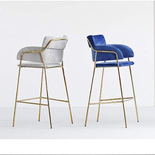LIYONG Bar Sedia, Struttura del Metallo Comfort Cuscino con Schienale e poggiapiedi seggiolone (Color : Blue)