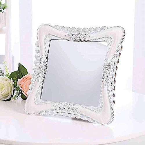 AJH Specchio da Trucco in Stile Europeo, Specchio da Trucco da Tavolo, Specchio da Principessa Portatile Pieghevole, Specchio da Matrimonio, Semplice Specchio di Bellezza
