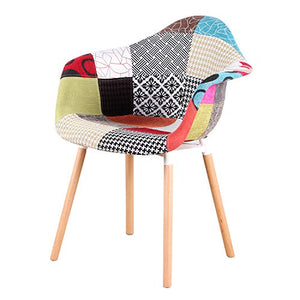WV LeisureMaster - Sedie da pranzo in tessuto moderno con braccioli patchwork poltrone nordico per soggiorno, sala da pranzo, camera da letto, ufficio, bar, ecc, set da 2 (rosso)