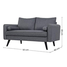 VASAGLE Divano a 2 Posti in Tessuto Simil Lino, Imbottitura Morbida per Piccolo Appartamento, Camera dei Bambini, Robusta Struttura in Legno, Montaggio Facile, 151 x 82 x 83 cm, Grigio Scuro