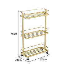 DHR- 3 Tier Bagno Utility Carrello con ruote, Ripiani metallici creativa dispensa scaffalature, stretta Cucina Carrello, Cosmetic Stoccaggio Carrello cassetti ristorazione trolley bagagli