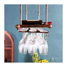 Titolare Industriale Stile Cucina Vino Vetro, scaffalatura Bar a Doppio Strato, Verga Europeo Ferro Appeso Stile battuto capovolta Creativo (Color : Brown, Size : 80 * 30cm)