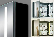 Lux-Aqua MBC8070DP Armadietto da Bagno, Alluminio, Nero/Specchio, 800x700x135mm