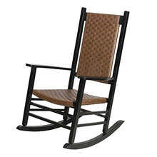 Sedie a Dondolo da Giardino Nero Terrazza Portico Sedia A Dondolo Oversize, Giardino Rocker Sedia A Sdraio Per Adulti, Con Braccioli Allargabili (68 Cm) E Schienale In Rattan, Caricare 170 Kg Interno
