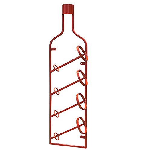 HQLCX Appendiabiti in Ferro da Sporgenza, Bottiglie di Metallo Decorativo Cornice per Murale Bar Accessori A Barche da Letto Champagne,Rosso