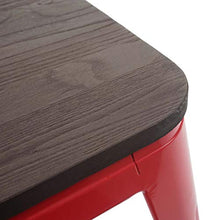 Poggiapiedi Sgabello da Bar HWC-A73 II impilabile Seduta in Legno Metallo Rosso