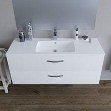 Mobile bagno SOSPESO 120 cm con lavabo in ceramica e specchio con cassetti BIANCO LINDA 8220