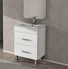 BagnoItalia Arredo per bagno bianco o grigio con due cassetti mobile cm 60x46 lavabo ceramica piedini