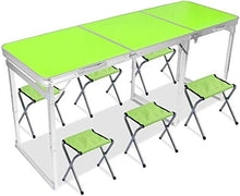 YANGYUAN Tavolo pieghevole 6 piedi Outdoor Picnic Tavolo e sedia Set Multifunzionale Casa Tempo Libero Tavolo Portatile Attività Display Tavolo e Sedia Verde (Misura 6 Sedie)