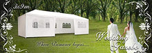 BOUDECH Tenda/Gazebo per Feste Impermeabile Bianco Tendone per Fiere,Feste e Mercati. Disponibile in Due Misure 3x6 e 3x9 (3x9 M)