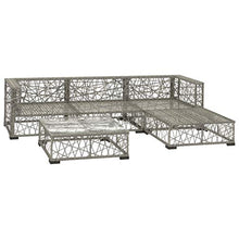 vidaXL Set Divani da Giardino 5 pz con Cuscini Foderati Lavabili Modulare Leggero Elegante Arredi da Esterno in Polyrattan Grigio Telaio in Acciaio