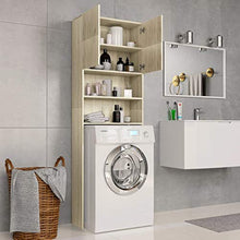 Festnight Mobile per Lavatrice Rovere, Mobiletto per Bagno in Truciolato Sonoma 64x25,5x190 cm