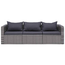 vidaXL Set Divani da Giardino 3 pz con Cuscini per Schienale e Seduta Sofa Arredi per Esterni Salotto in Polyrattan Grigio e Acciaio Verniciato