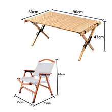 XZQ Tavolo E Sedia Pieghevoli Set da Campeggio Tavolo da Interno Balcone Pranzo All'aperto Giardino Portatile Picnic Mobili da Viaggio in Legno (Color : Beige(A), Size : 90 * 60 * 43cm)