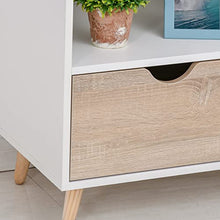 homcom Mobiletto Porta TV in Legno con Design Moderno, 2 Cassetti e 2 Ripiani, Bianco e Color Legno, 99x39x58cm