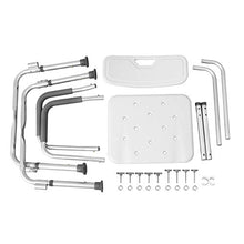 LZQ, sgabello da doccia regolabile in altezza a 5 livelli, 37,5 - 50,5 cm, con braccioli e schienale antiscivolo, seduta in alluminio e plastica HDPE