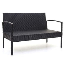 Mendler Salottino da Esterno Giardino HWC-F56 polyrattan - Nero con Cuscini Avorio