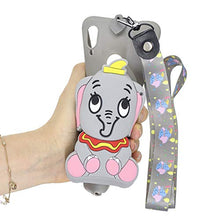 Artfeel Portafoglio Cover per Xiaomi Redmi 7,Carino 3D Cartoni Animati Morbido Silicone TPU Custodia con Cerniera Tasca e Cinturino Cordino al Collo Caso,Elefante Grigio