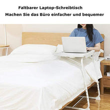 Odegltina - Tavolino da letto, per laptop, divano, da portata, tavolino da caffè, tavolino in metallo regolabile in altezza, facile da montare (bianco)