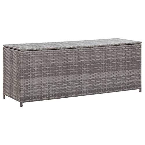 Goliraya Panca da Giardino Polyrattan Grigio con Contenitore,Cassapanca Contenitore da Giardino in Rattan,Panca Contenitore da Giardino in Rattan,Panca 2 Posti,Panca 3 Posti,Cassapanca da Esterno