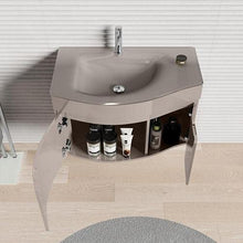Bagno Italia Mobile Arredo Bagno Asia 80 cm mobile sospeso con lavabo cristallo bianco o tortora e specchio Mobili I