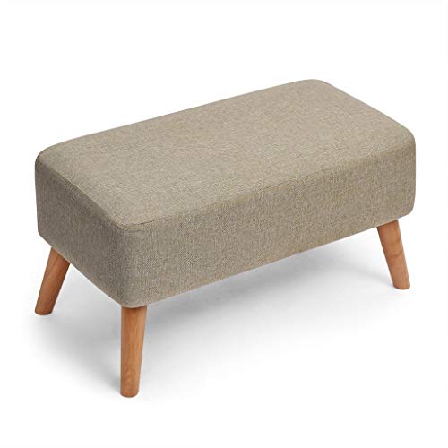 Mobili per la casa e Giardino Sgabello in Legno Rettangolare con Sgabello Sgabello Imbottito in ottomana Quadrato Pouffe con 4 Gambe in faggio e Rivestimento in lino-77x40x40cm Ottomani da Cucina
