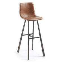 Kave Home - Sgabello Trap Marrone ossidato in Pelle Sintetica e Gambe in Acciaio