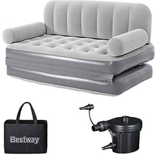 Poltrona Divano Letto 2 posti Gonfiabile Grigio con Pompa elettrica Sofa Relax per Giardino Piscina Campeggio Comoda e Resistente Uso Interno ed Esterno