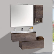 mazzoni Mobile da Bagno Sospeso 100cm Pensile P18cm Boston 15 Grigio Frassinato